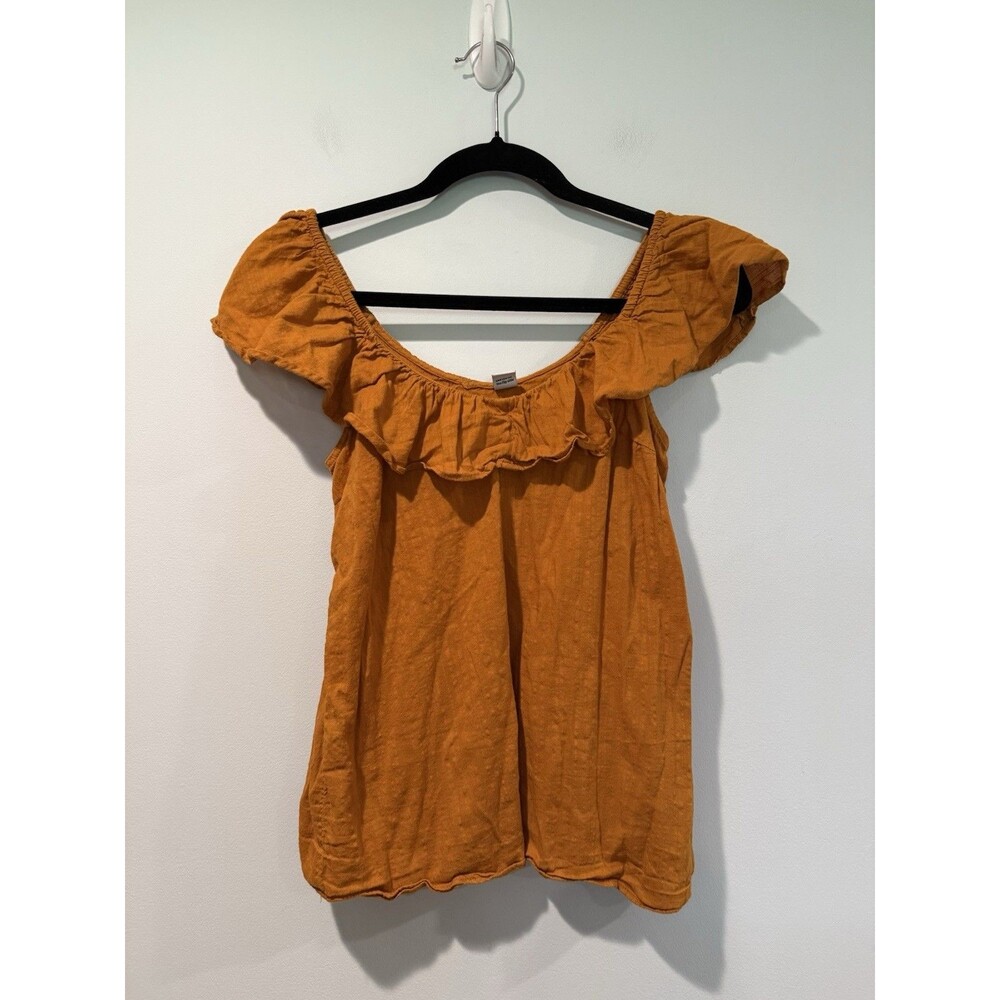 Old Navy Top Womens XS Ruffle Indie Boho Basic Cottage Minimalist Travel Cotton